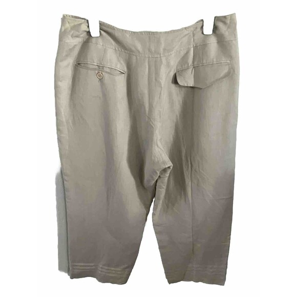 Larry Levine capri pants Size 12 Linen Cream Ivory Minimalist Wide Leg - Picture 3 of 5